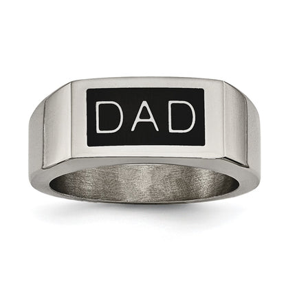 Stainless Steel Black Enamel Dad Money Clip & Ring Set