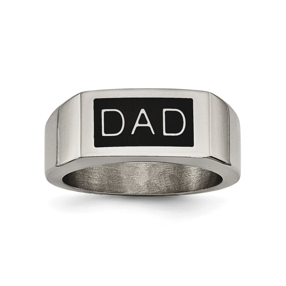 Stainless Steel Black Enamel Dad Money Clip & Ring Set