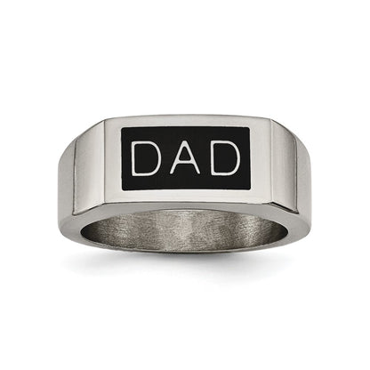 Stainless Steel Black Enamel Dad Money Clip & Ring Set