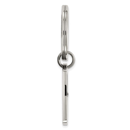 Stainless Steel Chisel Brushed And Polished Black Enamel Cz Key Ring, Money Clip, Cuff Link Tie Bar Boxed Set