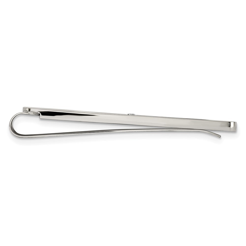 Stainless Steel Chisel Brushed And Polished Black Enamel Cz Key Ring, Money Clip, Cuff Link Tie Bar Boxed Set