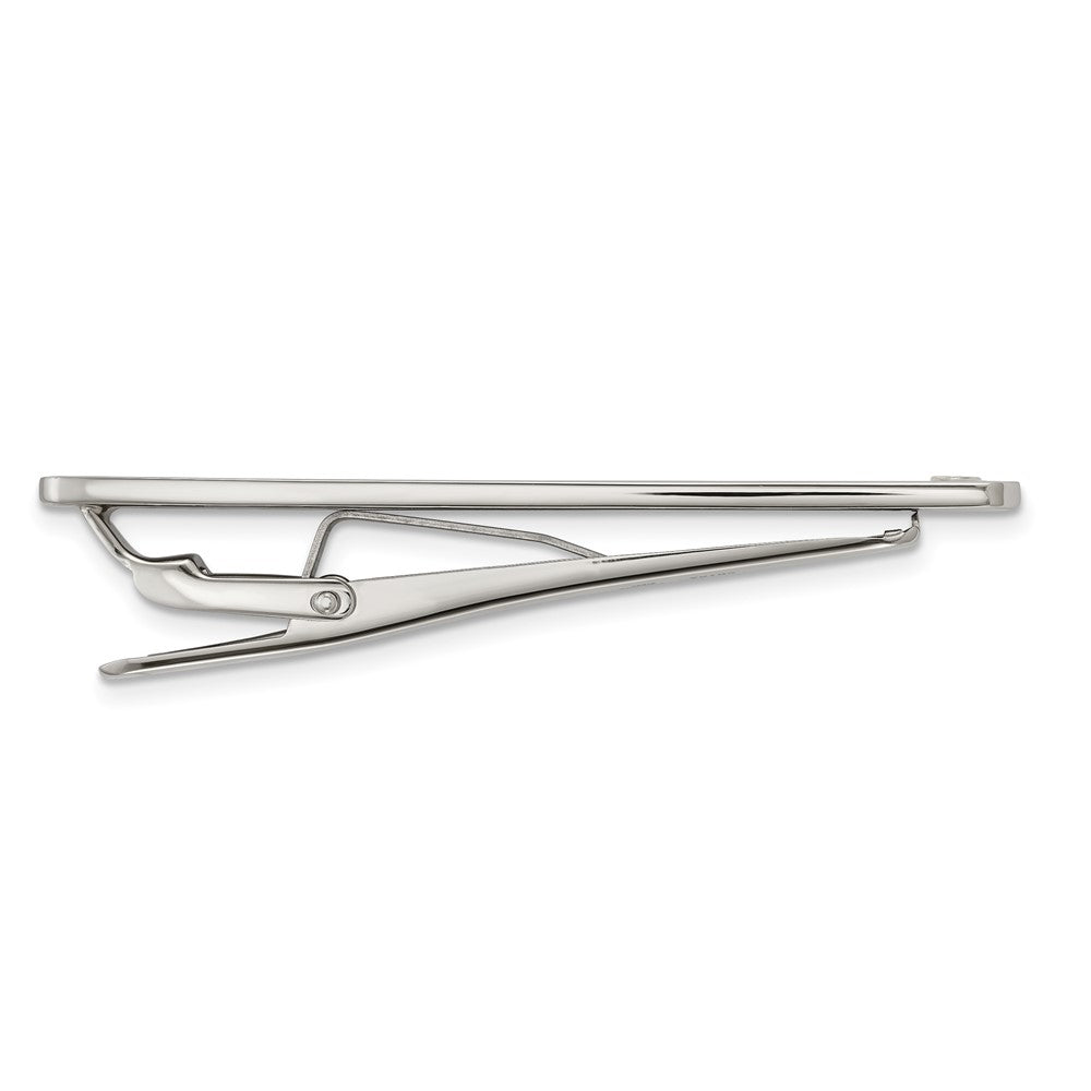 Stainless Steel Chisel With 18K Gold Accent Polished Black Carbon Fiber Inlay Tie Bar