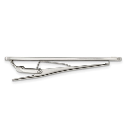 Stainless Steel Chisel With 18K Gold Accent Polished Black Carbon Fiber Inlay Tie Bar