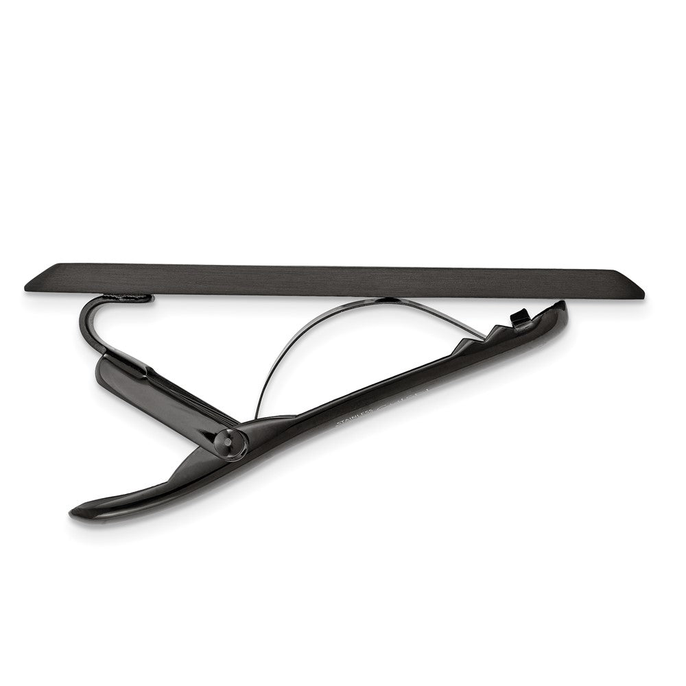 Stainless Steel Chisel Brushed Black Ip-Plated Tie Bar