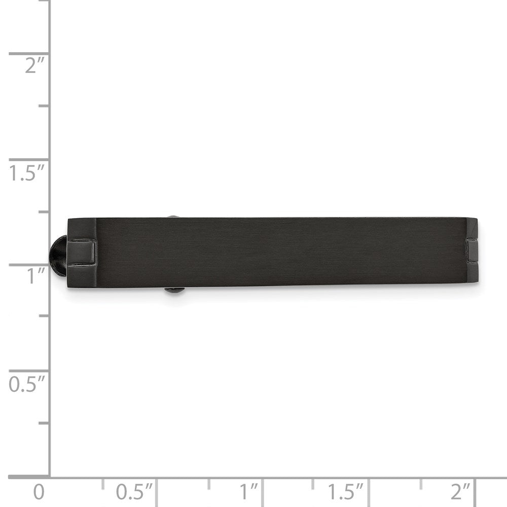 Stainless Steel Chisel Brushed Black Ip-Plated Tie Bar