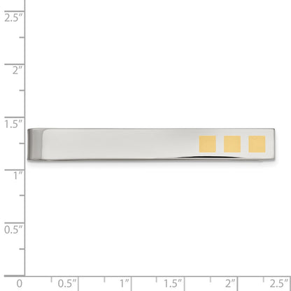 Stainless Steel Chisel Polished Yellow Ip-Plated Tie Bar / Money Clip