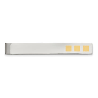 Stainless Steel Chisel Polished Yellow Ip-Plated Tie Bar / Money Clip