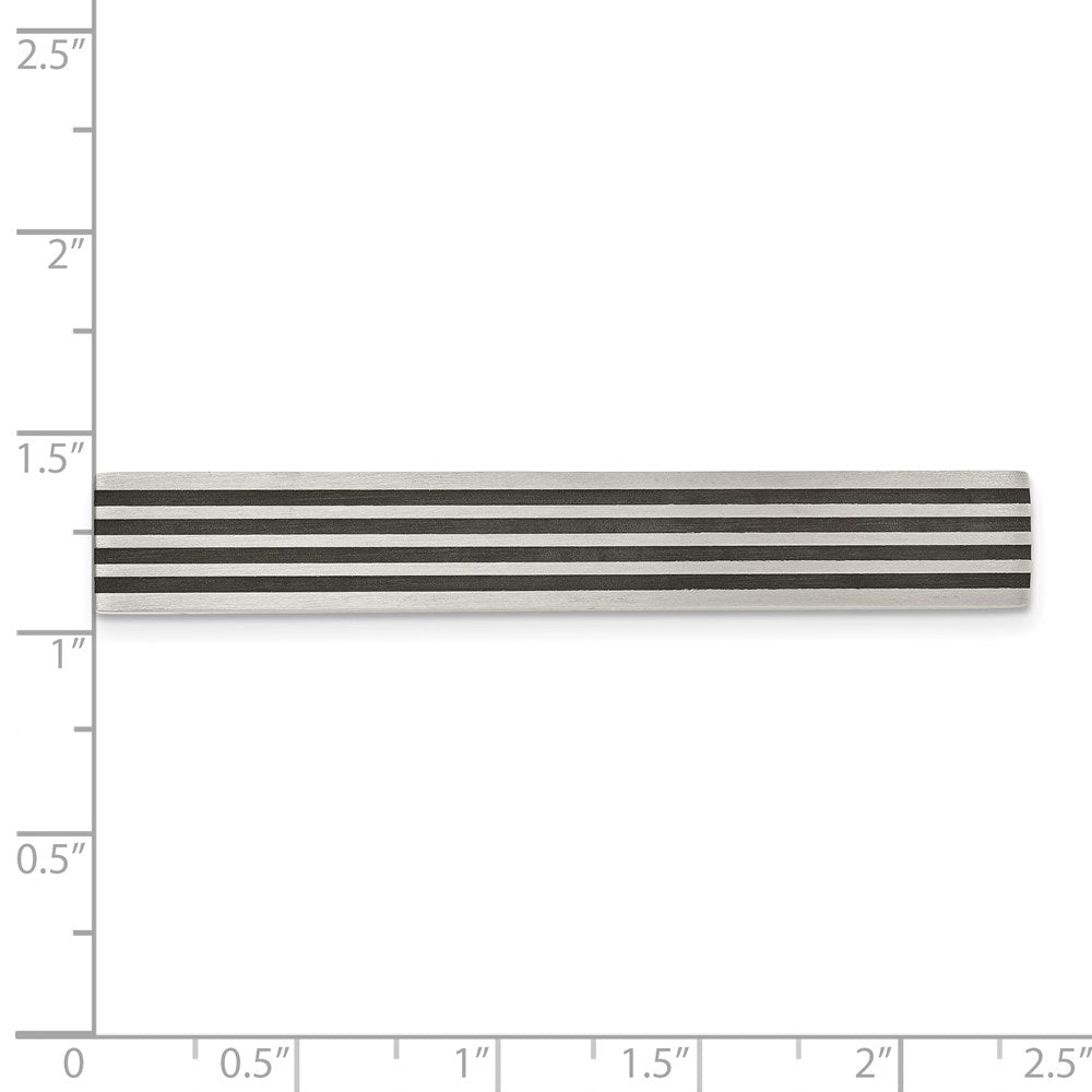 Stainless Steel Chisel Brushed Black Rubber Tie Bar