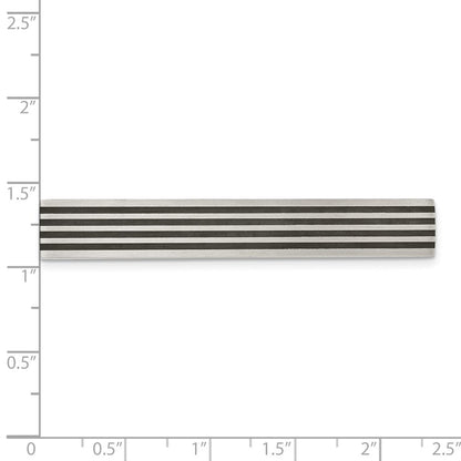 Stainless Steel Chisel Brushed Black Rubber Tie Bar