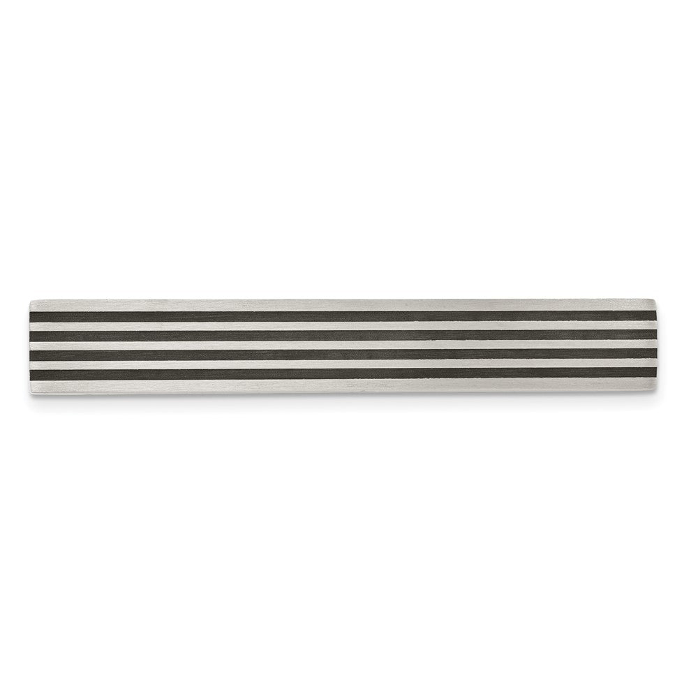 Stainless Steel Chisel Brushed Black Rubber Tie Bar