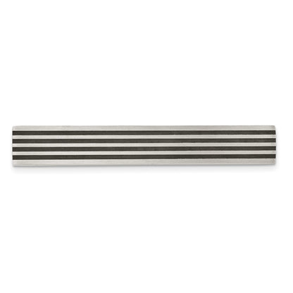 Stainless Steel Chisel Brushed Black Rubber Tie Bar