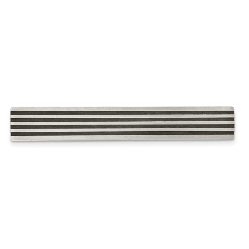 Stainless Steel Chisel Brushed Black Rubber Tie Bar