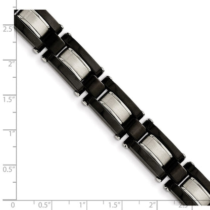 8 Inch Stainless Steel Brushed And Polished Black Ip-Plated 8In Bracelet