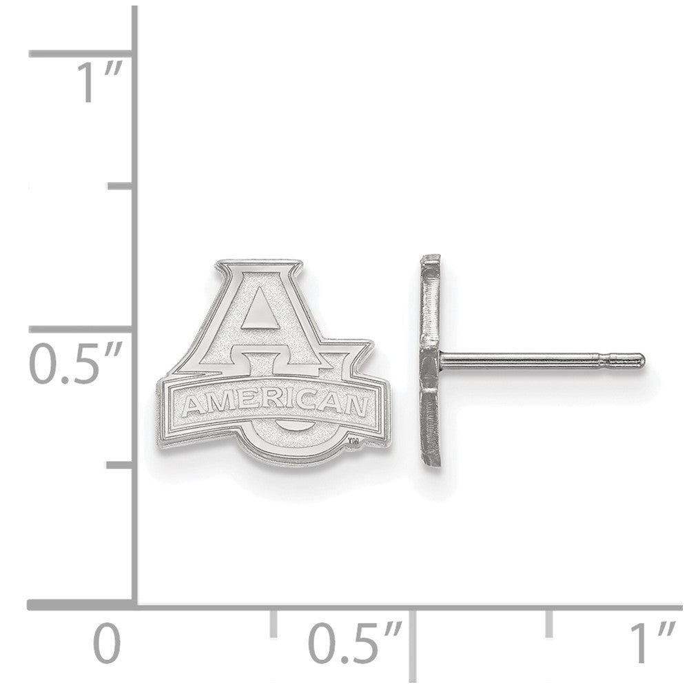 Sterling Silver Rhodium Plated Logoart American University Extra Small Post Earrings