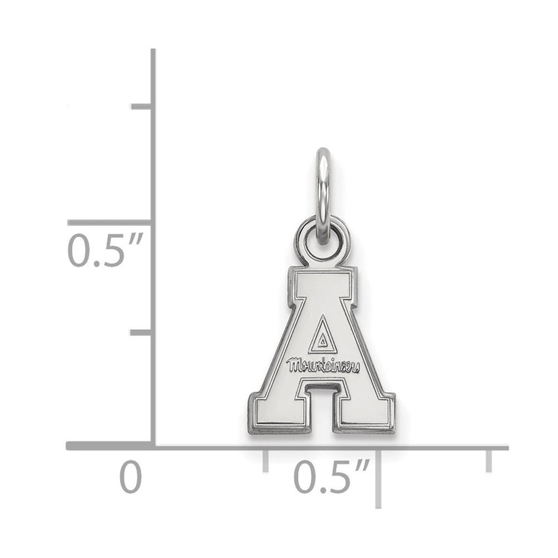 Sterling Silver Rhodium Plated Logoart Appalachian State University Extra Small Pendant