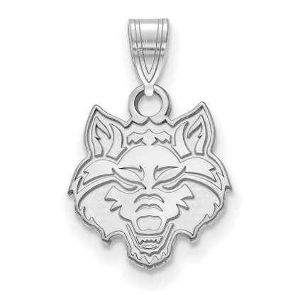Sterling Silver Rhodium Plated Logoart Arkansas State University Wolf Small Pendant