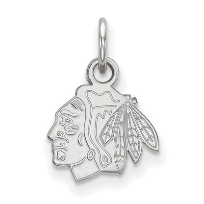 Sterling Silver Rhodium Plated Nhl Logoart Chicago Blackhawks Extra Small Pendant