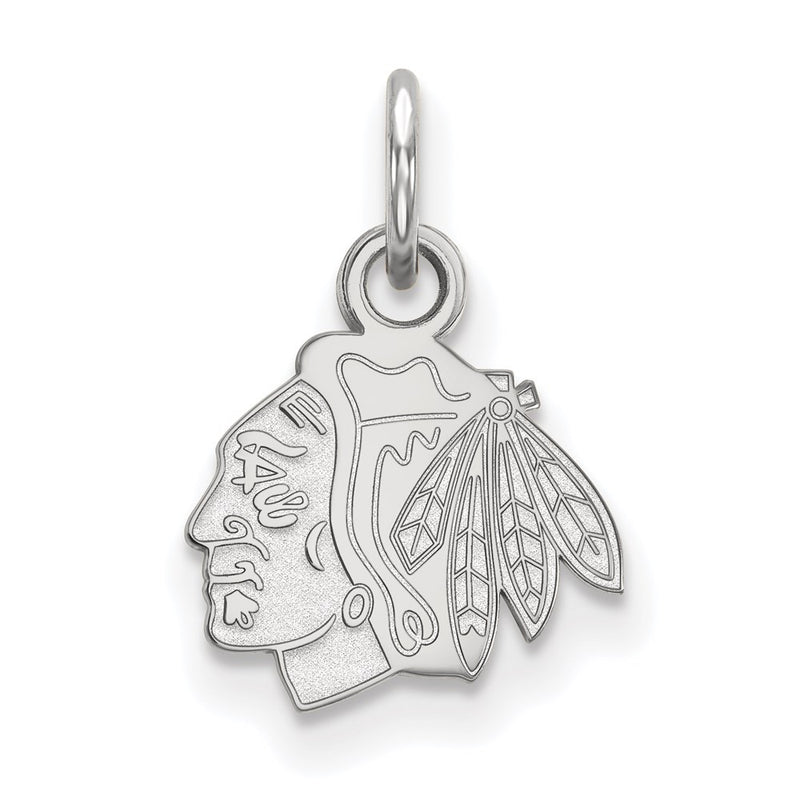 Sterling Silver Rhodium Plated Nhl Logoart Chicago Blackhawks Extra Small Pendant