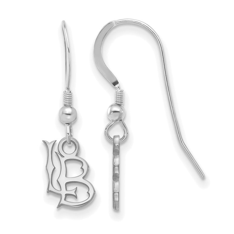Sterling Silver Rhodium Plated Logoart California State University Long Beach L B Extra Small Dangle Wire Earrings