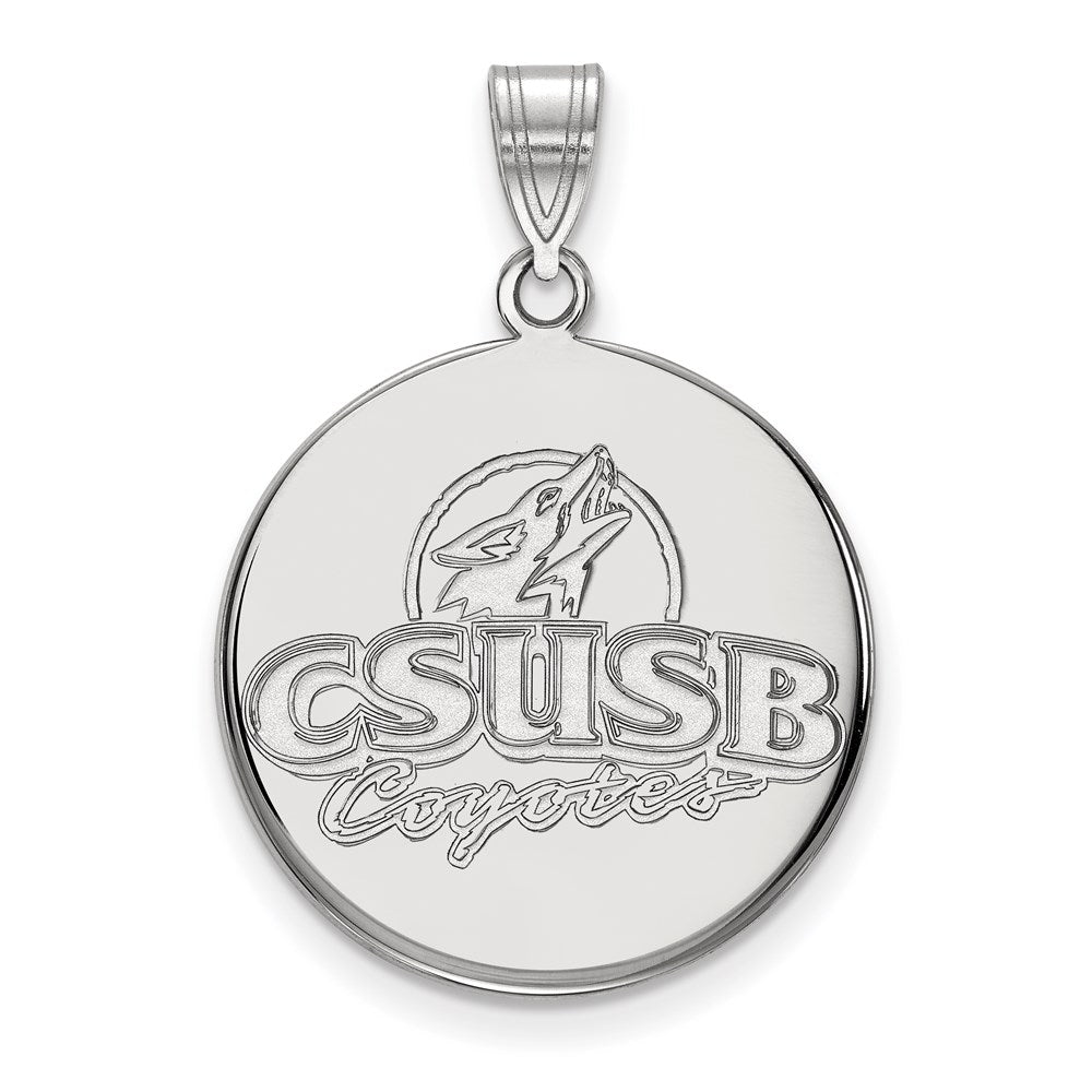 10K White Gold Logoart California State University San Bernardino Coyotes Large Disc Pendant