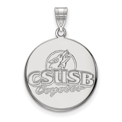 10K White Gold Logoart California State University San Bernardino Coyotes Large Disc Pendant