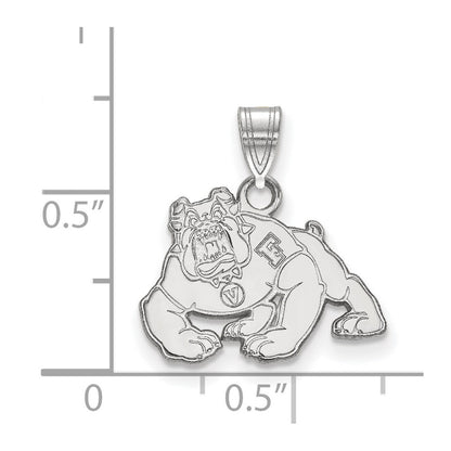 14K White Gold Logoart California State University Fresno Bulldog Small Pendant