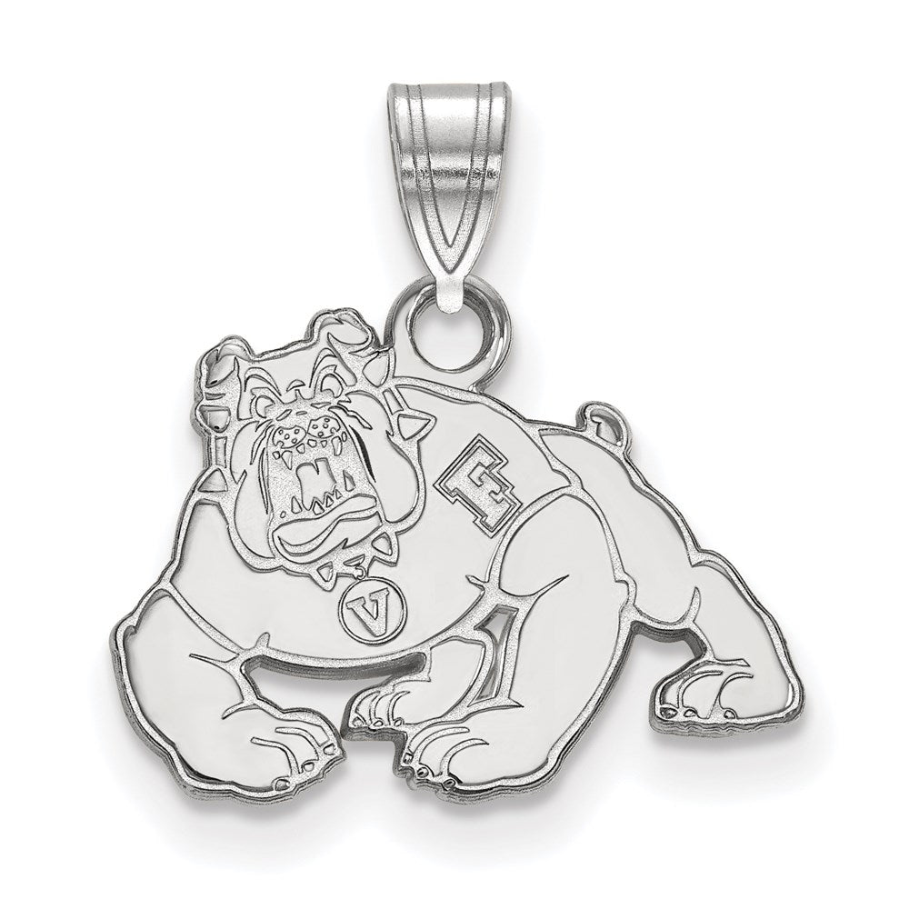 14K White Gold Logoart California State University Fresno Bulldog Small Pendant
