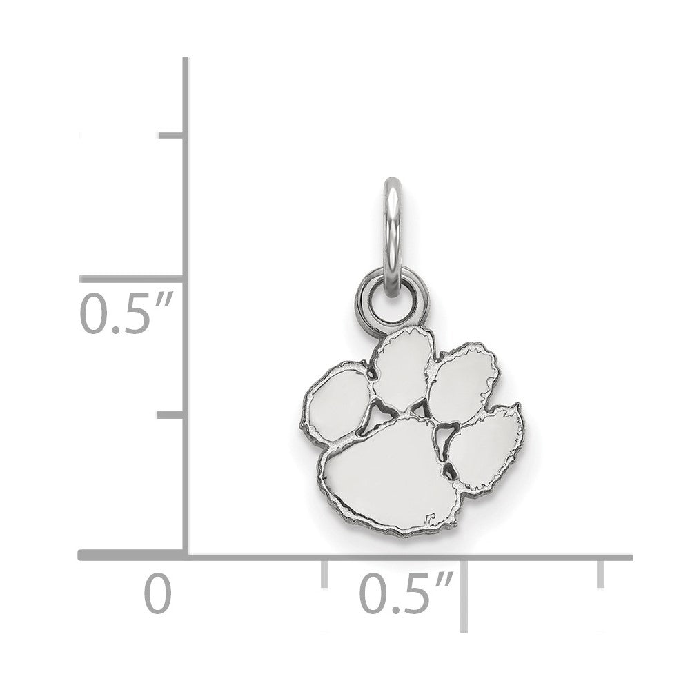 10K White Gold Logoart Clemson University Tiger Paw Extra Small Pendant