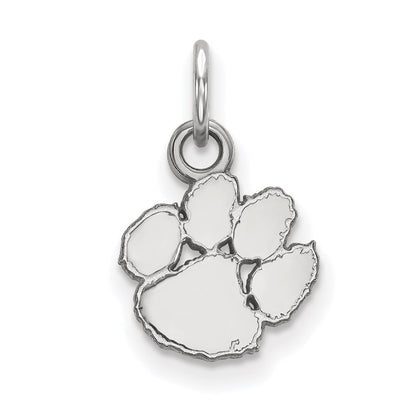 Sterling Silver Rhodium Plated Logoart Clemson University Tiger Paw Extra Small Pendant