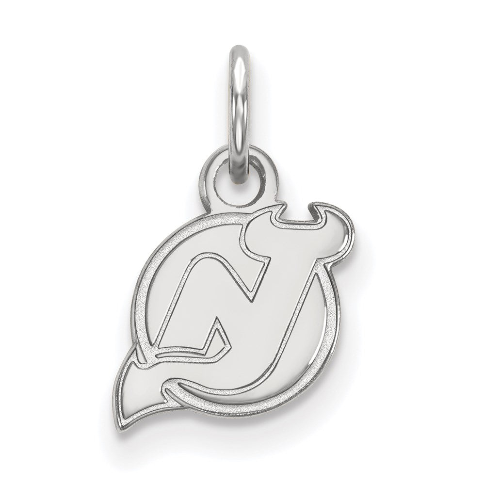 10K White Gold Nhl Logoart New Jersey Devils Extra Small Pendant