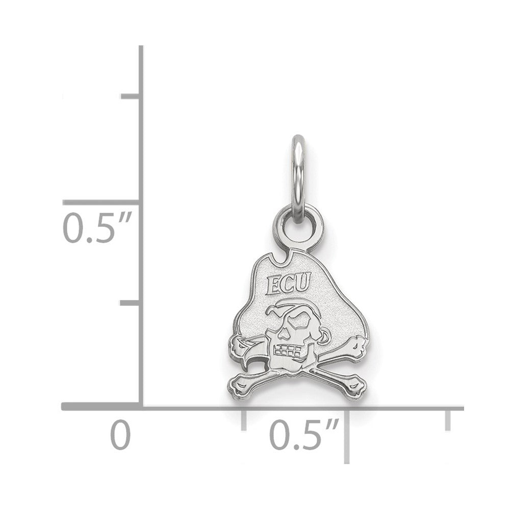 Sterling Silver Rhodium Plated Logoart East Carolina University Pirate Extra Small Pendant