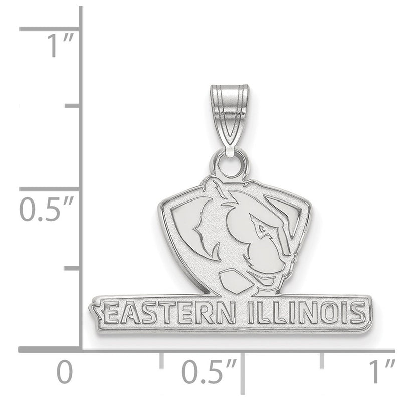Sterling Silver Rhodium Plated Logoart Eastern Illinois University Small Pendant