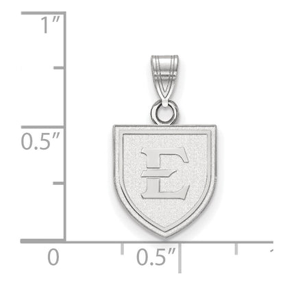 10K White Gold Logoart East Tennessee State University Letter E Shield Small Pendant