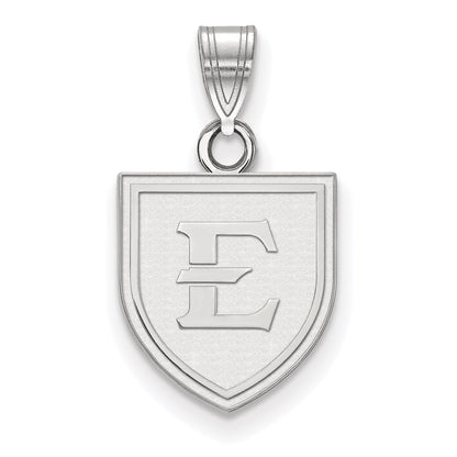 Sterling Silver Rhodium Plated Logoart East Tennessee State University Letter E Shield Small Pendant
