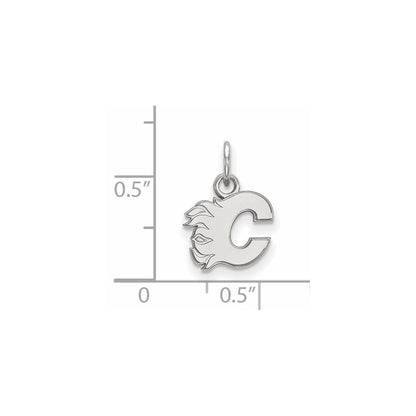 10K White Gold Nhl Logoart Calgary Flames Letter C Extra Small Pendant