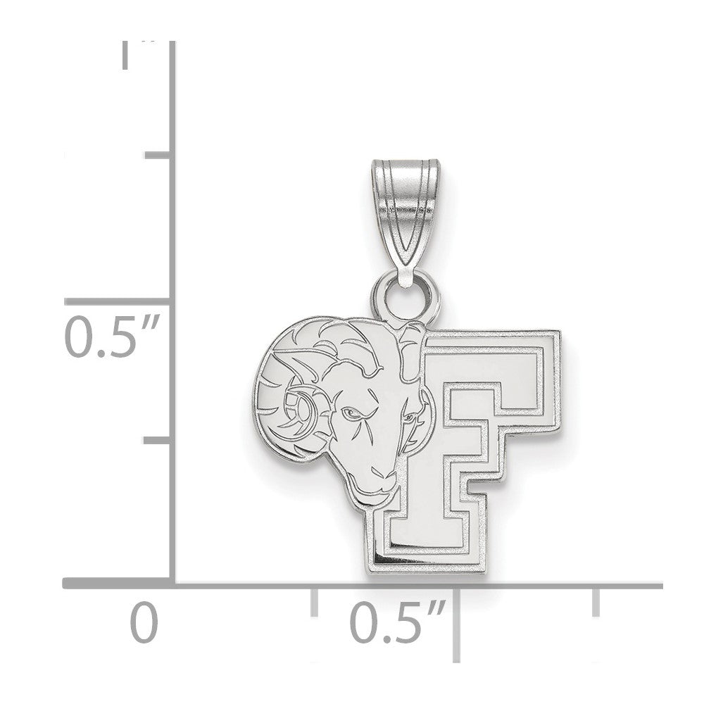 Sterling Silver Rhodium Plated Logoart Fordham University Ram Small Pendant