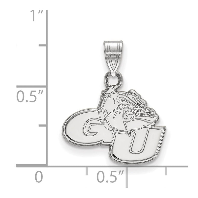 Sterling Silver Rhodium Plated Logoart Gonzaga University G U Bulldog Small Pendant