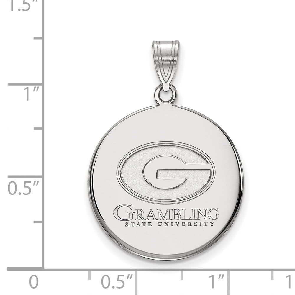 Sterling Silver Rhodium Plated Logoart Grambling State University Large Disc Pendant