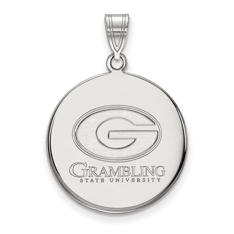 Sterling Silver Rhodium Plated Logoart Grambling State University Large Disc Pendant