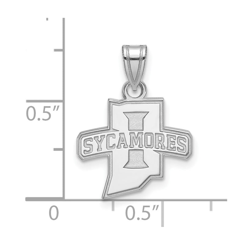 10K White Gold Logoart Indiana State University Sycamores Small Pendant