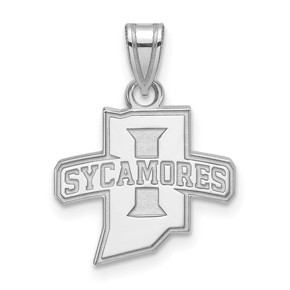 Sterling Silver Rhodium Plated Logoart Indiana State University Sycamores Small Pendant