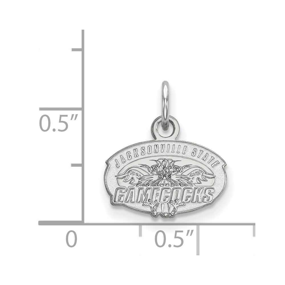 Sterling Silver Rhodium Plated Logoart Jacksonville State University Extra Small Pendant