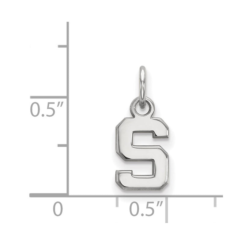 Sterling Silver Rhodium Plated Logoart Michigan State University Letter S Extra Small Pendant