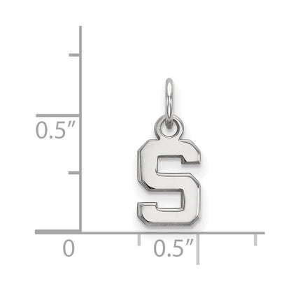 10K White Gold Logoart Michigan State University Letter S Extra Small Pendant