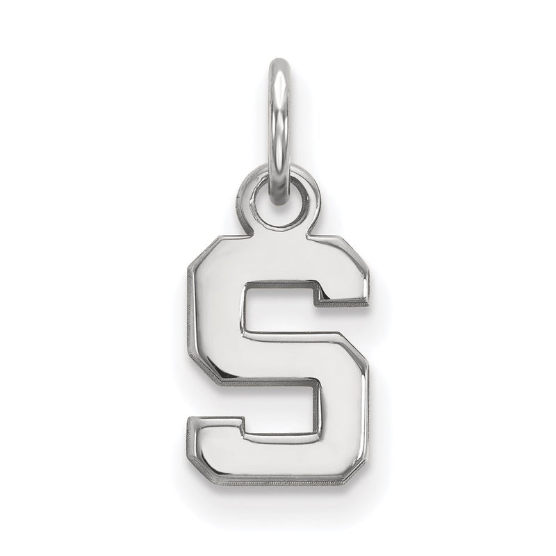 14K White Gold Logoart Michigan State University Letter S Extra Small Pendant