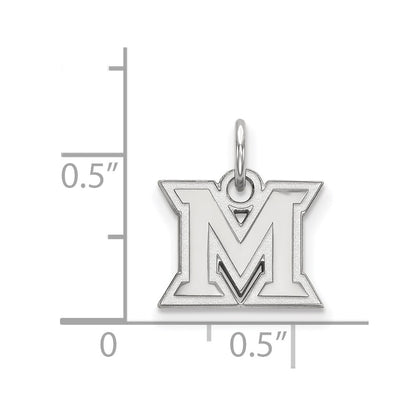 14K White Gold Logoart Miami University Ohio Letter M Extra Small Pendant