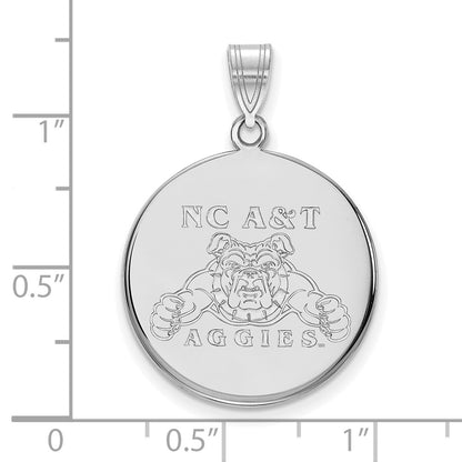 Sterling Silver Rhodium Plated Logoart North Carolina A And T Aggies Large Disc Pendant