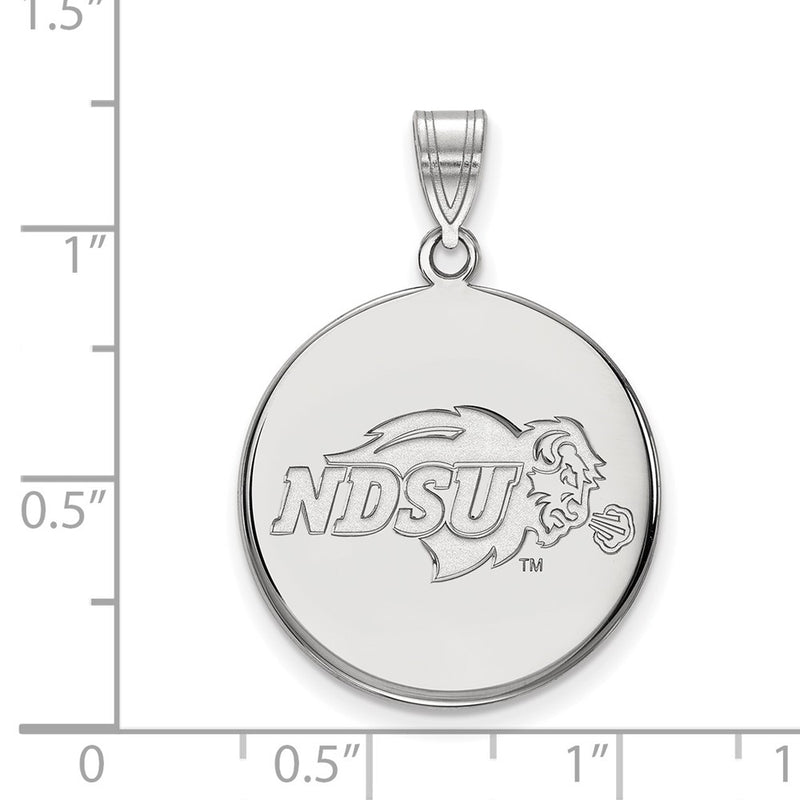Sterling Silver Rhodium Plated Logoart North Dakota State University Large Disc Pendant