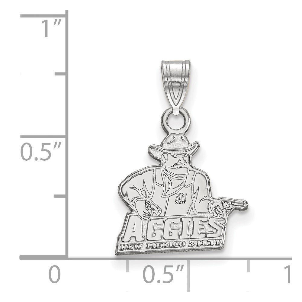 Sterling Silver Rhodium Plated Logoart New Mexico State University Aggies Small Pendant