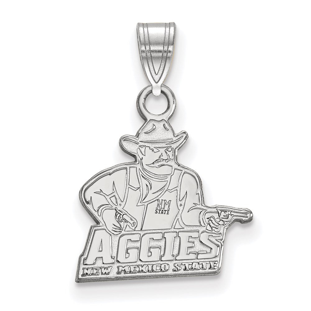 Sterling Silver Rhodium Plated Logoart New Mexico State University Aggies Small Pendant